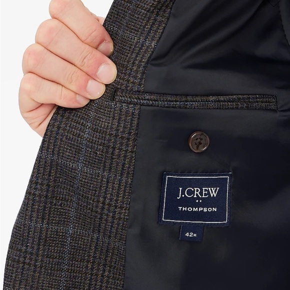 J crew grey brown Classic-fit Thompson plaid wool-blend blazer - Picture 4 of 9